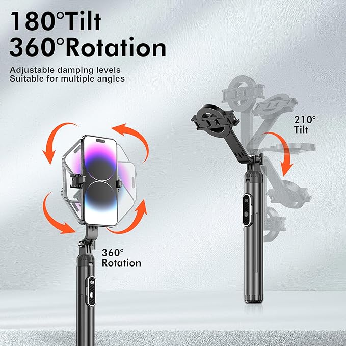 61" Magnetic Phone Tripod & Selfie Stick for Golf Training, Extendable Cell Phone Tripod Stand with Wireless Remote and Phone Holder, Golf Training Aid - Compatible with iPhone Android (Black)