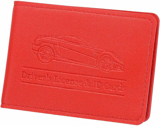 HARFINGTON Car Registration and Insurance Holder PU Leather Vehicle Glove Box Organizer Storage Accessories Car ID Holder with 8 Pockets for License ID Card Bank Card Documents, Red