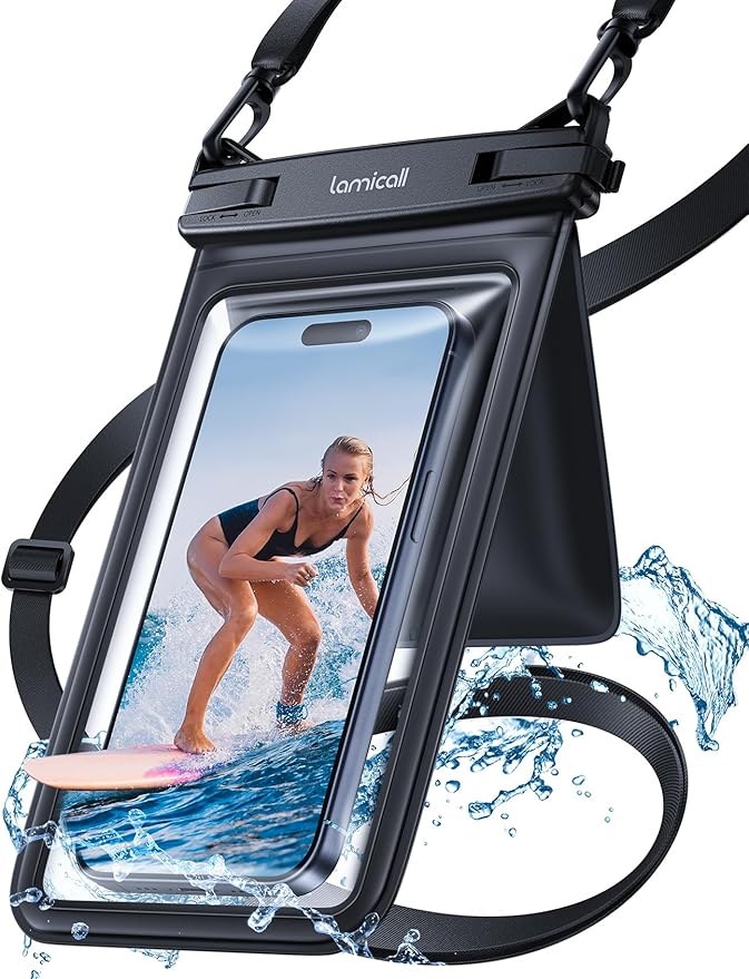 Lamicall Waterproof Phone Pouch Case - [Double Space] IPX8 Water Proof Cell Phone Dry Bag with Lanyard, Beach Cruise Ship Essentials for iPhone 17 16 15 14 13 Pro Max Air Plus, Galaxy S25 S24, 4-7.5"