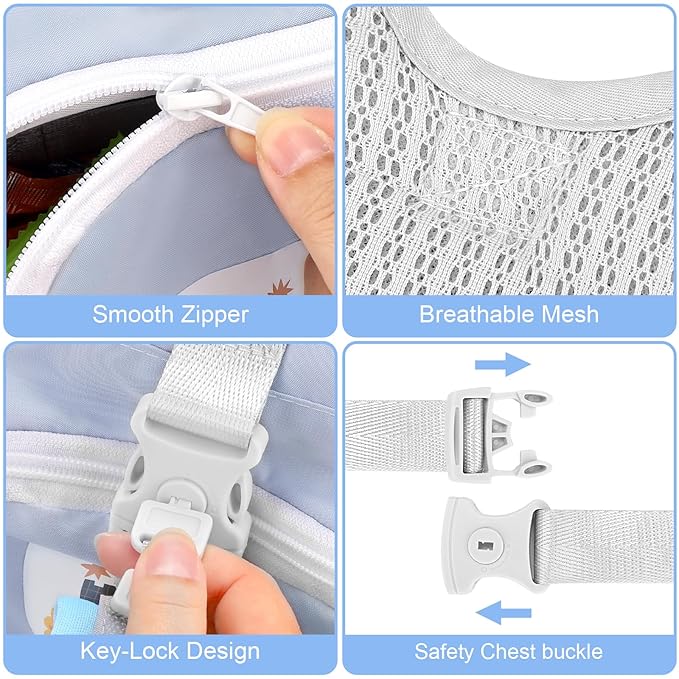 Accmor Toddler Harness Leash, Collapsible Kids Leash + Anti Lost Wrist Link for Outdoor Travel, Cute Excavator Child Walking Harness Tether Wristband Assistant Strap Belt Protector for Baby Boys