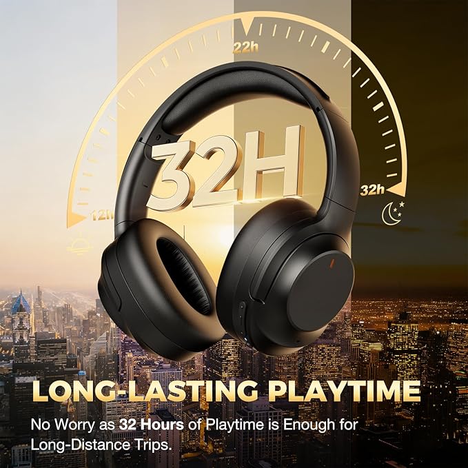 Upgraded Pro‑Level Hybrid Active Noise Cancelling Headphones, HD Sound & Big Bass, 2X Softer Comfort, Long ANC Playtime, Wireless Over-Ear Bluetooth Headphones Perfect for Home Office|Travel|Gifts