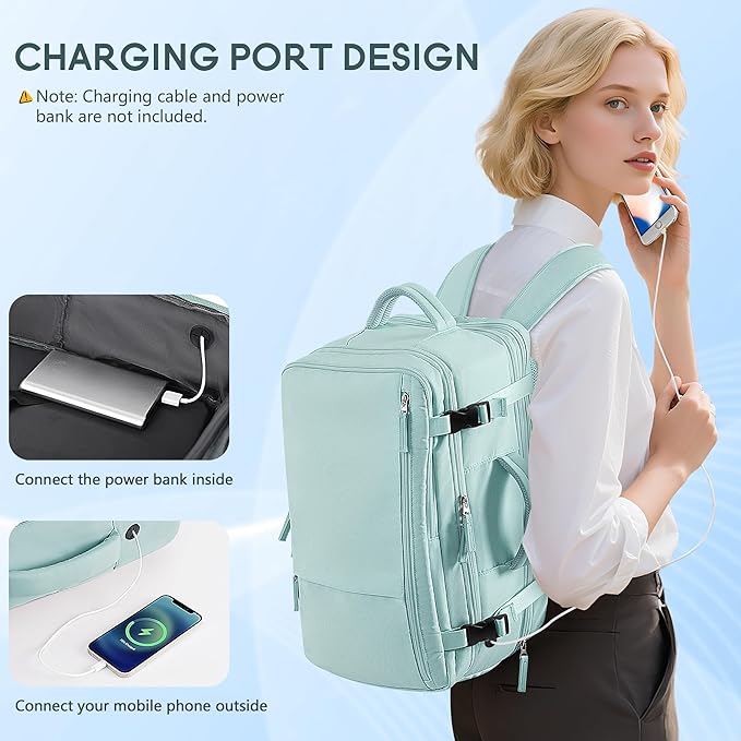 Beraliy Large Travel Backpack for Women Airline Approved, Carry On Backpack, 17 Inch Laptop Backpack, Personal Item Bag Casual Daypack Backpacks, Mint Green