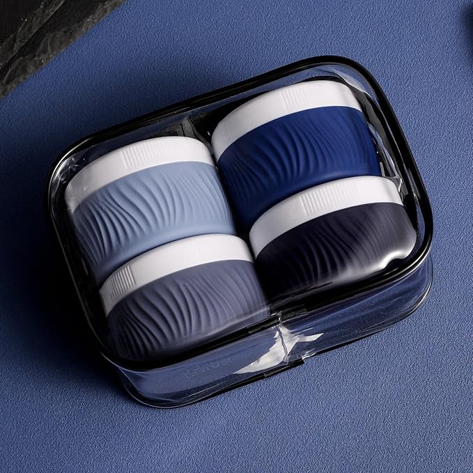 Travel Containers for Toiletries, Silicone Cream Jars BPA-Free, TSA Approved 2oz Travel Size Containers, Leak-proof Portable Size Silicone Jars with Lid for Face Hand Body Cream (4 Pack)