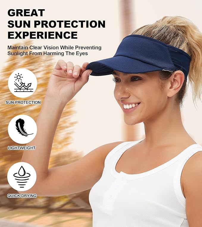 Sun Visor Hats for Men Women Lightweight Portable Stretchy Sun Hat for Running Tennis Golf