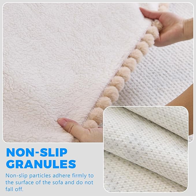 Sherpa Fleece Couch Cover for 2 Cushion Sofa, Beige, 71" x 118" – Pet Proof Sofa Covers, Heavy Duty, Scratch Resistant, Pet Friendly Furniture Cover – Easy Install, Machine Washable