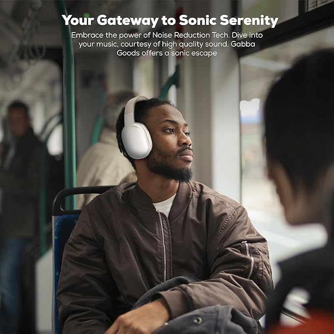 Gabba Goods Wireless Over Ear Bluetooth Headphones with Microphone - Wireless Headset -Noise Reduction - Bluetooth, Wired,Built in Micro SD for Travel, Home, Work TV,PC,Gaming,Cellphone (Beige)