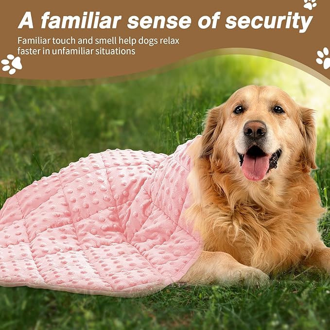 yescool Pink Weighted Blanket for Dogs, 3 lb Thunder Blankets Shirt for Dogs, 36 x 48 inch Medium Puppy Blanket for 20-45lb, Weighted Pet Blankets for Thunderstorms, Fireworks and Construction Noise