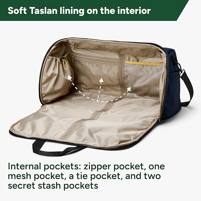 Halfday Convertible 2-in-1 Premium Garment Duffel Weekender Bag 45L | Wrinkle-Free Travel, Hanging Suit Compartment, Shoe Pockets, Trolley Sleeve. Balistic Nylon Carry-On, Pacific