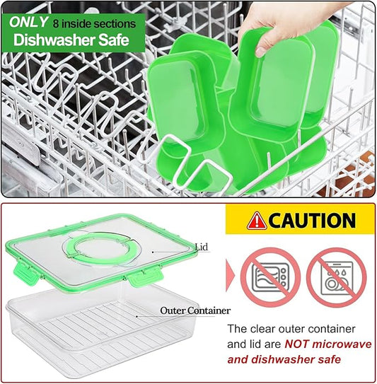 shopwithgreen Snackle Box Charcuterie Container, Divided Serving Tray with Lid and Handle for Party, Veggies, Fruit, Nuts, Food Tray Platter Snack Box Container for Entertaining, Picnic, Green