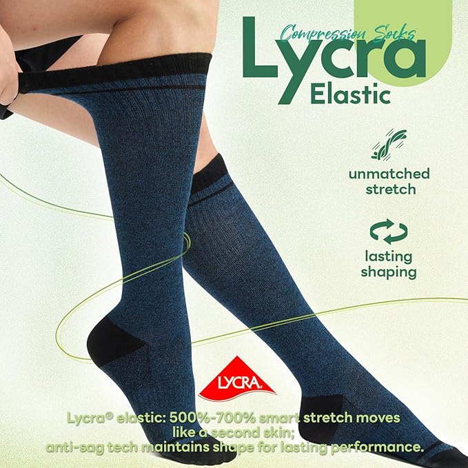 Iambamboo Compression Socks Women & Men, 15-20 mmHg Bamboo Viscose Knee High Soft Support for Flying Travel Daily