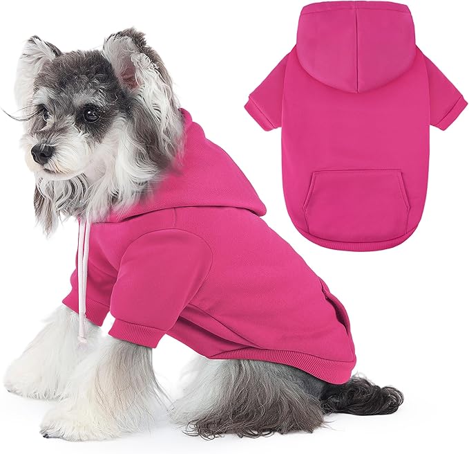 BAOBICUTE Dog Basic Hoodie Soft Dog Clothes Cold Weather Sweaters for Medium Large Dogs Cozy Fabric Warm Sweatshirt with Leash Hole (Rose Pink, S (Back: 12.6",Chest:18.11", Neck: 13.78"))