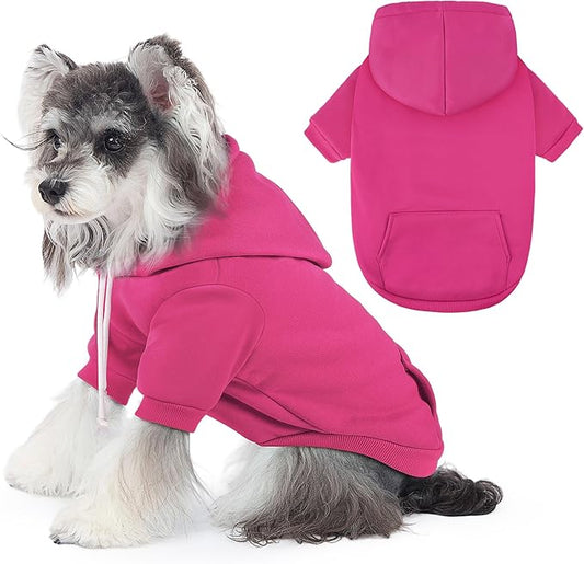BAOBICUTE Dog Basic Hoodie Soft Dog Clothes Cold Weather Sweaters for Medium Large Dogs Cozy Fabric Warm Sweatshirt with Leash Hole (Rose Pink, XS (Back: 10.24",Chest: 14.96", Neck: 11.42"))