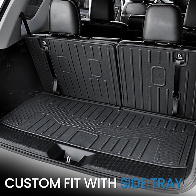 JOULARISE Cargo Mat for Honda Pilot 2026 2025 2024 2023, All Weather TPE Trunk Mat with Backrest Mat Left Storage Tray Mat Car Accessories for Pilot (Trunk Mat with Backrest Mats)