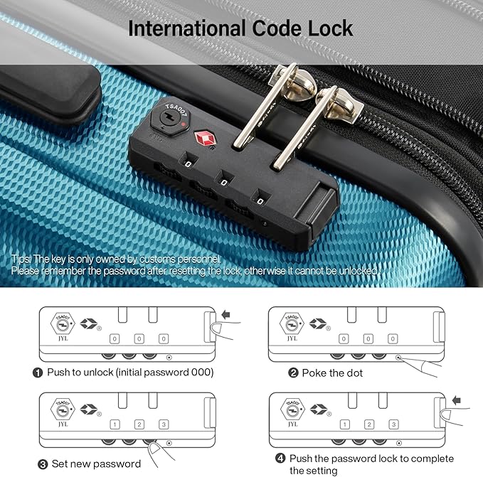 Hanke Expandable Hardshell Luggage Sets 2 Piece Extra Large Suitcases with Lock,28 Inch Luggage with Spinner Wheels, Travel Suitcase for Women Men 20 29Inch,Caribbean Blue