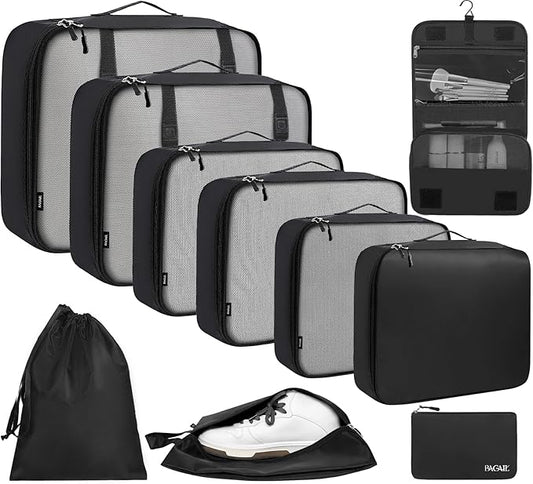 BAGAIL 6 Set/8 Set/10 Set Packing Cubes Various Sizes Packing Organizer for Travel Accessories Luggage Carry On Suitcase