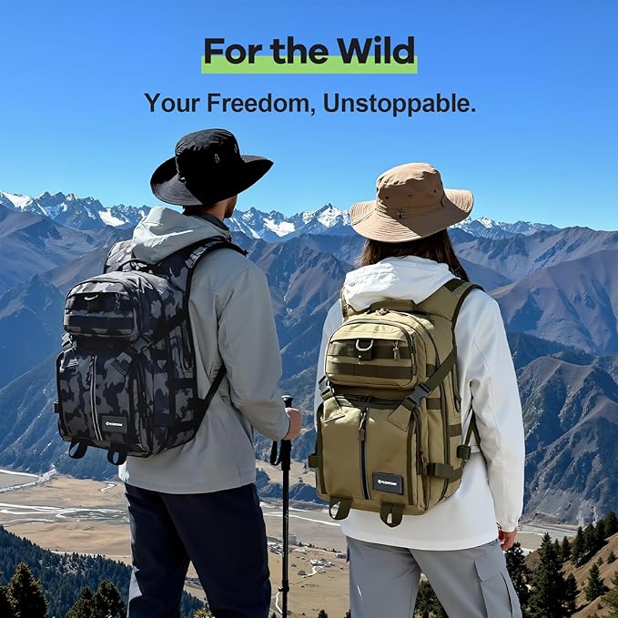 25L Hiking Backpack - 600D Oxford Water-Resistant, Large Capacity Dual-Shoulder Bag for Outdoor Trekking Camping