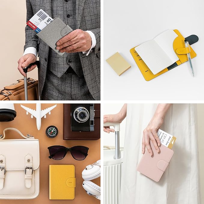 LHiDS Leatherette Passport Holder with RFID Protection, Premium PU Leather, Snap Button Closure, Travel Passport Wallet Cover for Passport, Boarding Passes, Business Cards, Cash (Rose Pink)