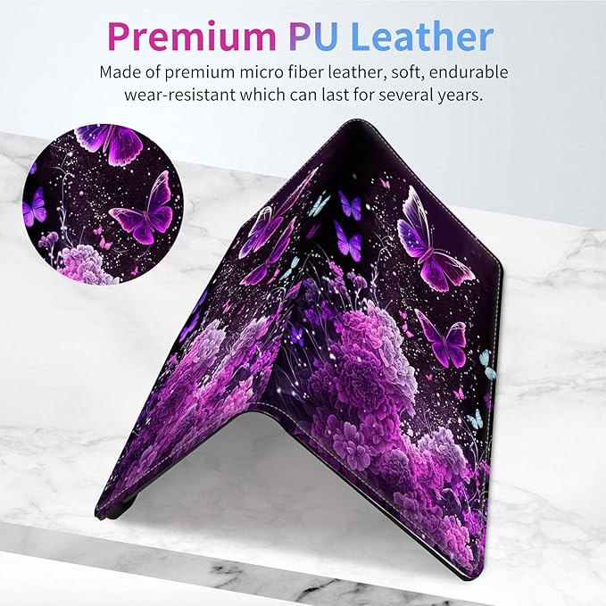 Car Registration and Insurance Holder,Leather Insurance License and Registration Card Holder for Car Glove Box, Auto Truck Document Holder Organizer for Men Women-Purple Butterflies Flower