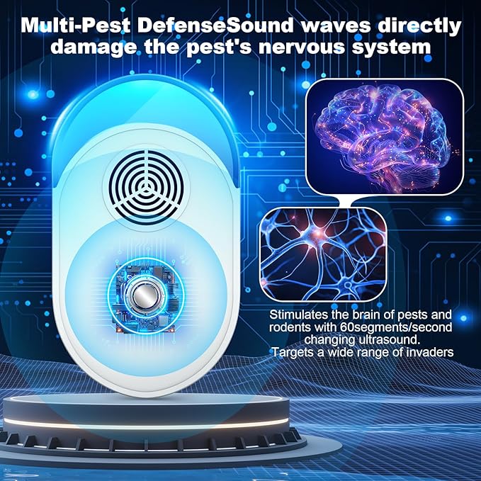 2025 Upgraded Version Ultrasonic Repeller 6 Packs, Indoor Ultrasonic Repellent Insect Defense for Bugs for Roach, Bugs,Pest,Rodent, Mouse, Ant, Mosquito, Mice, Spider, Electronic Plug in Pest Control