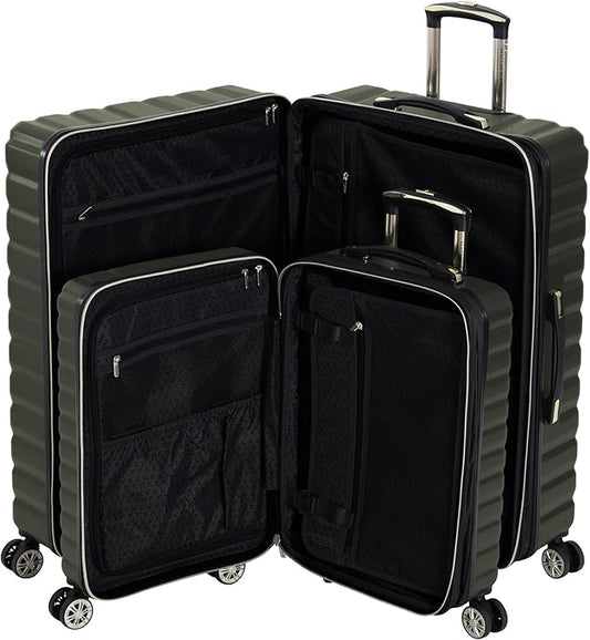 Kenneth Cole REACTION Women's Madison Square Hardside Chevron Expandable Luggage, Olive, 2-Piece Set (20" & 28")