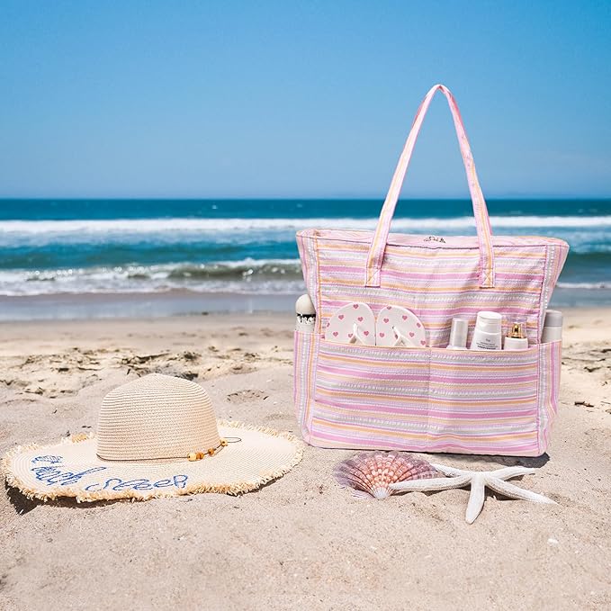 Bluboon Waterproof Beach Tote Pool Bags for Women Ladies Extra Large Carry On Bag With Wet Compartment for Weekender Travel