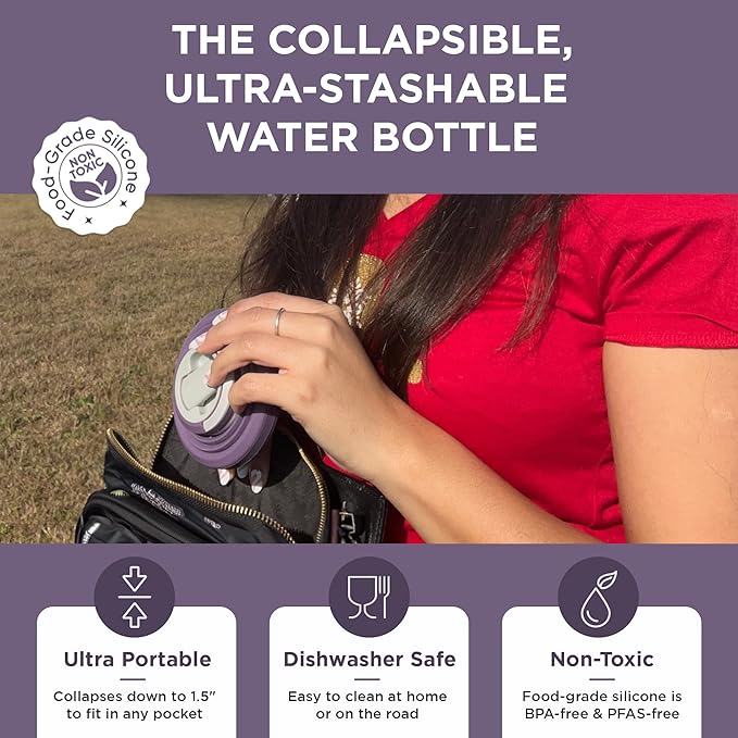 HYDAWAY 25oz Collapsible Water Bottle - BPA-Free, Leakproof, Lightweight, and Space-Saving - Perfect for Hiking, Travel, and All-Day Hydration