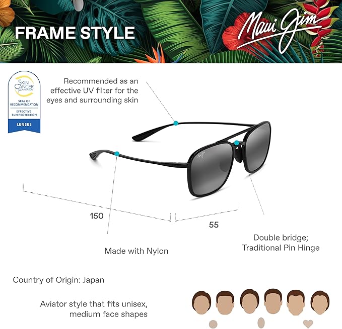 Maui Jim Polarized Men's and Women's Keokea Aviator Sunglasses