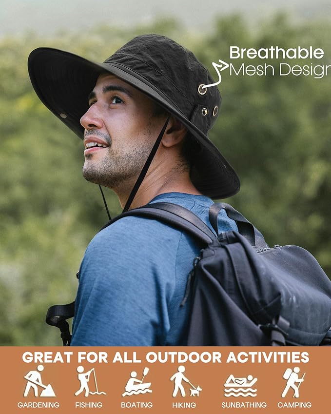 FURTALK Sun Hats for Men Fishing Hat UPF 80+ Foldable Wide Brim Outdoor Hiking Beach Summer Hats