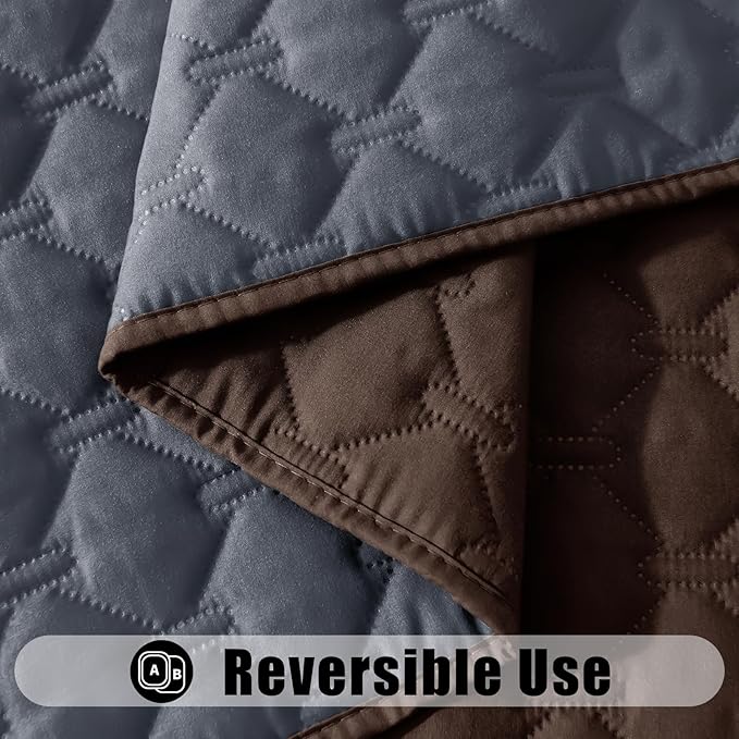 Smiry Waterproof Dog Bed Cover Blanket, Soft Reversible Pet Blanket, Washable Leakproof Cats Dogs Couch Cover for Sofa, Couch, Furniture, Plaid (82x102 Inch, Chocolate/Dark Grey)