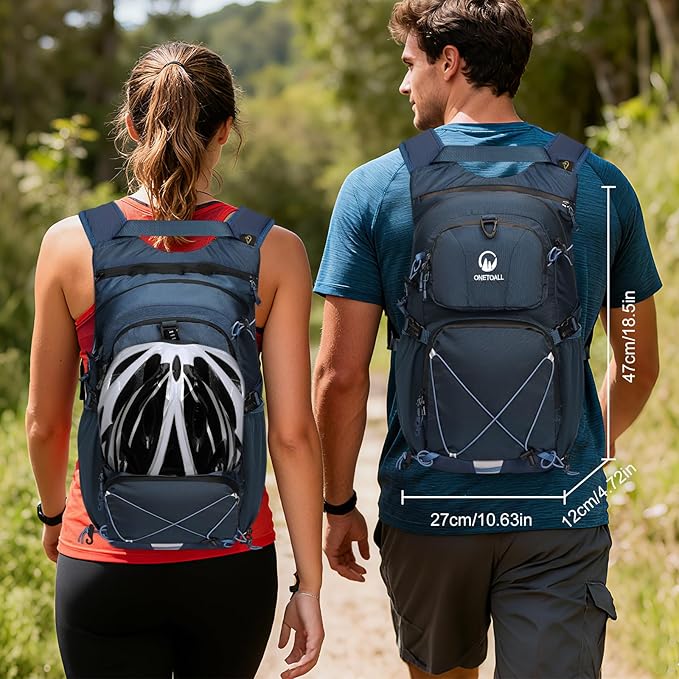 ONETOALL Hydration Backpack 22L, Hiking Backpack with 2L Leakproof Bladder, Sewn-in Rain Cover, Insulated Compartment for Men & Women Running, Cycling, Camping