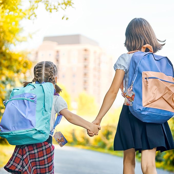 2 Pack Luggage Tag for Suitcase, Abstract Colorful Butterfly Leather Bag Tags Identifiers Privacy Cover ID Label with Durable Steel Loop for Women Men Kids Girls Travel