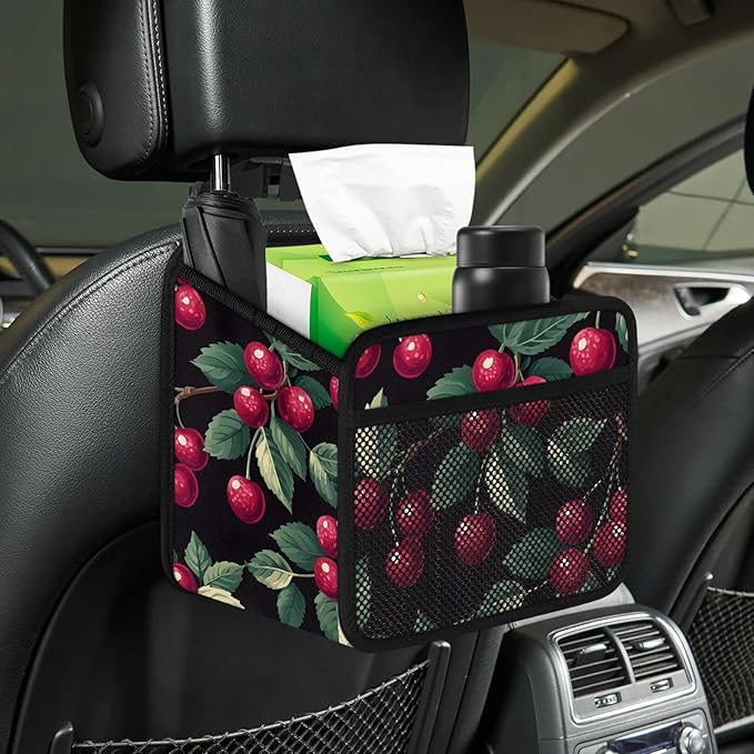 Cherry Car Organizer for Mom - Waterproof Blossom Back Seat Hanging Storage Holder with Multi-Pockets for Toys, Snacks, Books, Baby Travel Accessories