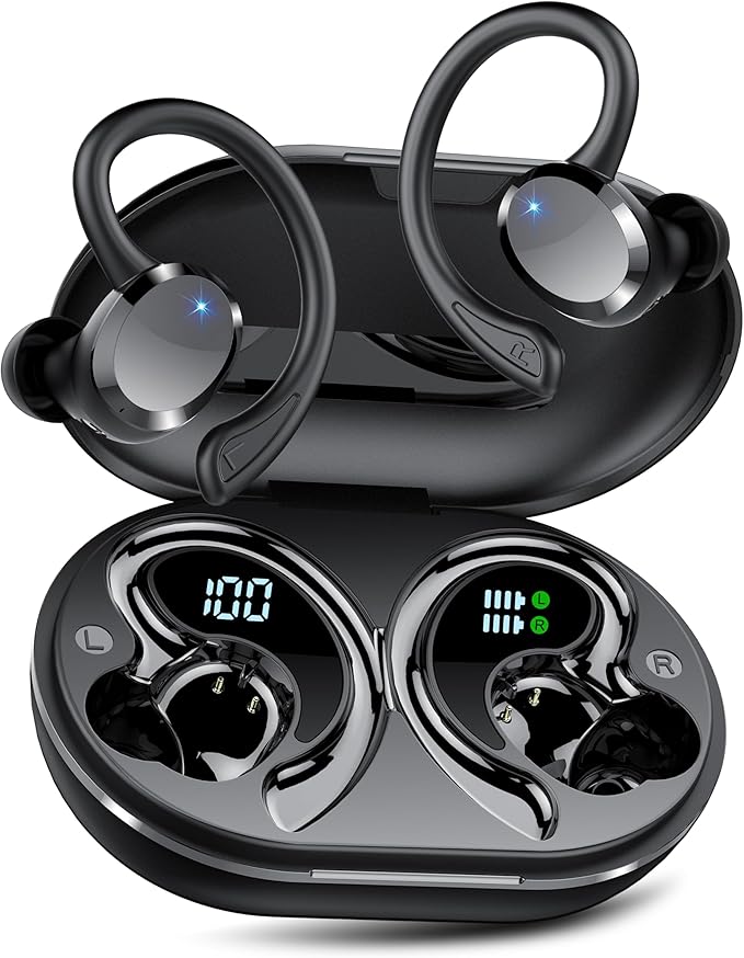Wireless Earbuds, 2025 Bluetooth 5.4 Headphones HiFi Stereo, Bluetooth Earbuds with ENC Noise Cancelling Mic, IP7 Waterproof in Ear Earphones, 68H Dual LED Display Ear Buds for Workout Sports