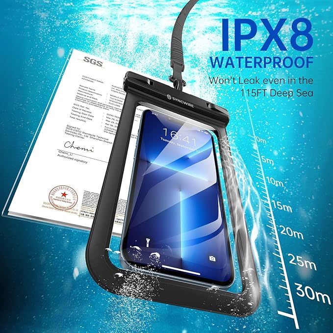 SYNCWIRE Waterproof Phone Pouch [2-Pack] - Universal IPX8 Waterproof Phone Case Dry Bag with Lanyard Compatible with iPhone 15 14 13 12 11 Pro XS MAX XR X Samsung S23 S22 S20 More Up to 7 Inches