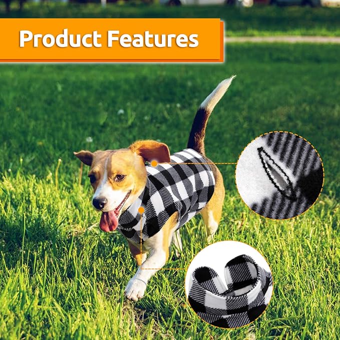 ASENKU Dog Sweater, Plaid Fleece Dogs Vest, Soft Warm Pet Clothes, Cold Weather Puppy Jacket, Comfortable Pullover Shirt for Tiny & Small Dog Breeds Only