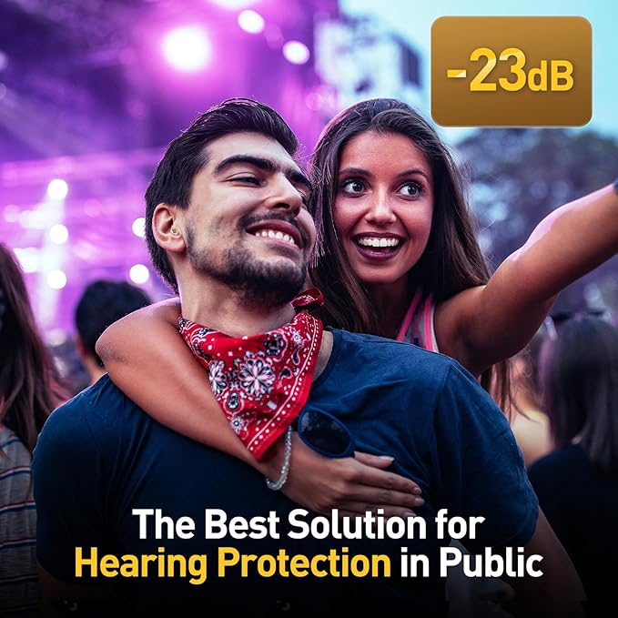 High Fidelity Concert Ear Plugs, Noise Cancelling Silicone Ear Plugs 2 Pairs Great for Concerts Loud Music, Musicians, Motorcycles, Airplanes, Raves, Hearing Protection -23 dB