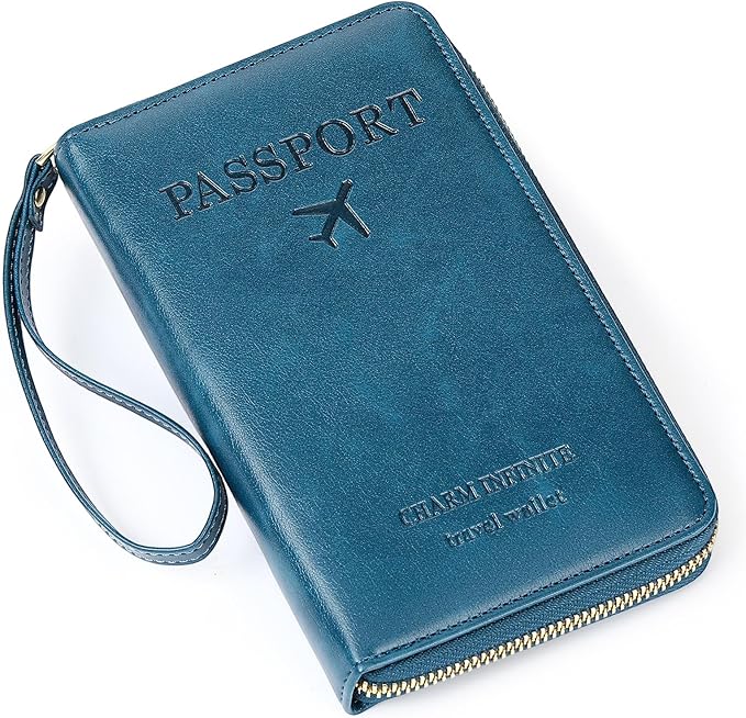 Leather RFID Blocking Passport Holder Travel Wallet, Passport Cover/Travel Wallet for Women/Men with