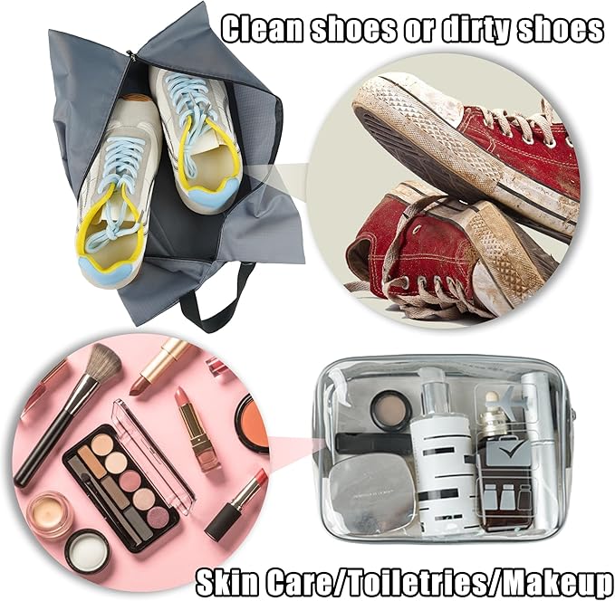 8 Pcs Compression Packing Cubes for Travel, Lightweight Waterproof Luggage Organizer Bags Set, Washable Packaging Cubes for Women Backpack Carry-On Suitcases