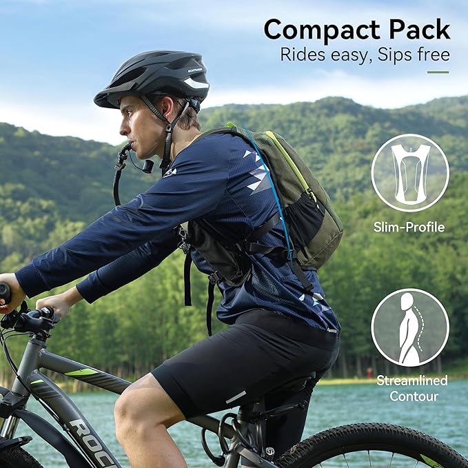 MARCHWAY Lightweight Hydration Backpack with Vest Style Straps & 2.5L TPU Water Bladder, Versatile Sleek Multi-Pocket Pack for Hiking, Cycling, Running, Backpacking, Travel