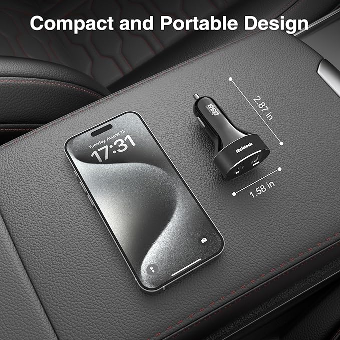 Type C Car Charger, Nekteck USB Adapter with 45W Power Delivery and 12W A Port Compatible with iPhone, iPad, MacBook, Galaxy, Google Pixel, 3.3ft Cable Included, NOT Ideal for Note10+PPS