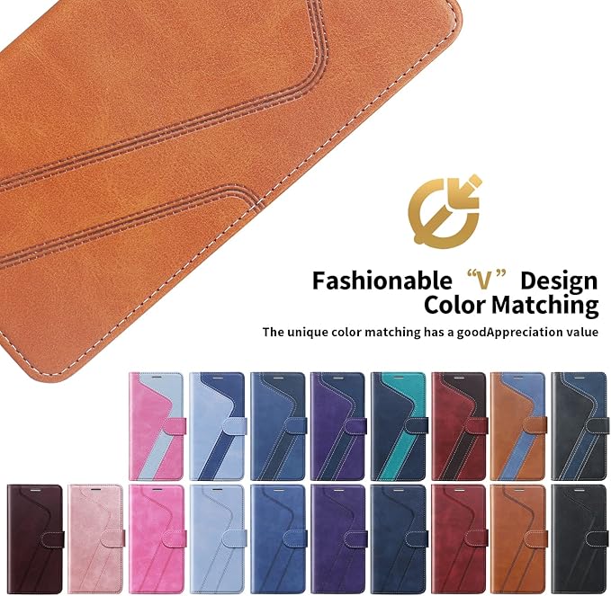 CIVICASE for iPhone 12 Pro Max Wallet Case,Leather Flip Case [RFID Blocking] Credit Card Holder Folio Magnetic Stand TPU Shockproof Cover Color Matching for iPhone 12 Pro Max (6.7") Brown