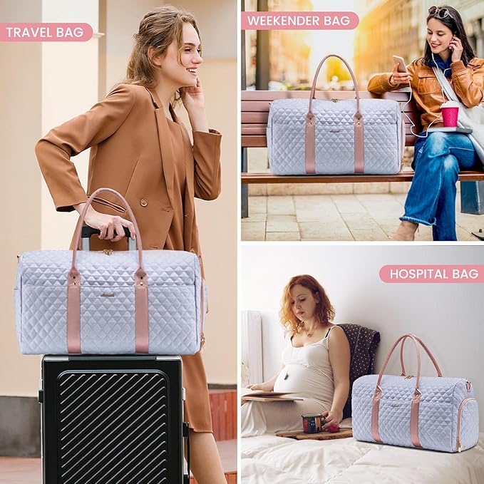 LOVEVOOK Travel Duffle Bag,Weekender Bags for Women Overnight Bag with Shoe Compartment, Carry on with Toiletry Bag,Duffel Bag with Wet Pocket,Hospital Bags for Labor and Delivery