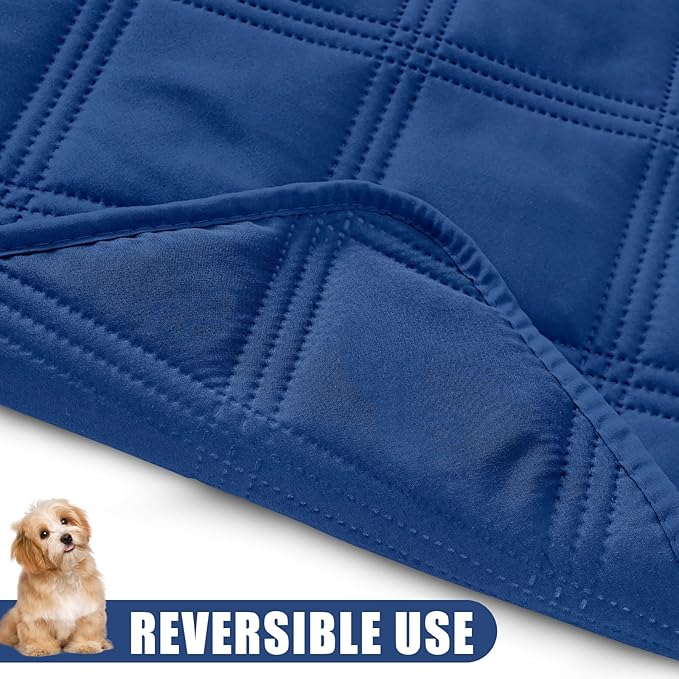 Smiry Waterproof Dog Bed Cover Blanket 68x82, Soft Reversible Pet Blanket, Washable Leakproof Cats Dogs Couch Cover for Sofa, Couch, Furniture, Lattice, Navy/Navy