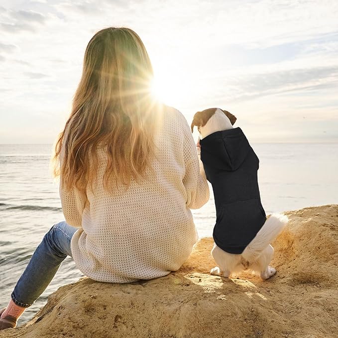 Dog Sweaters for Medium Dogs,Dog Hoodie Fleece Pet Sweater Soft Clothes Sweatshirt with Pocket Pet Hoodie for Medium Dogs(Black&M)