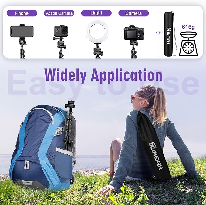 80" Phone Tripod, Selfie Stick Cellphone Tripod, Aluminum Tripods Stand for Video Photo Vlog, Travel Tripods with Gooseneck Remote Phone Holder, Compatible with iPhone Android Smartphone