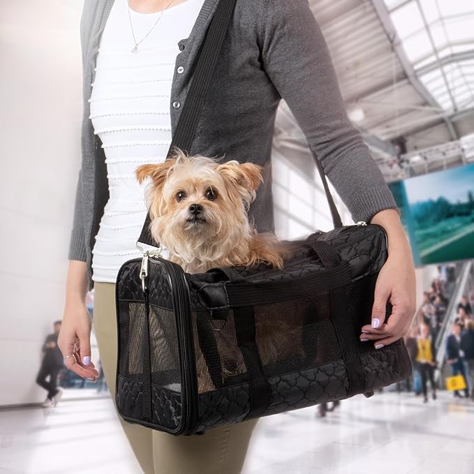 Sherpa Original Deluxe Travel Pet Carrier, Airline Approved & Guaranteed On Board - Black Lattice, Medium