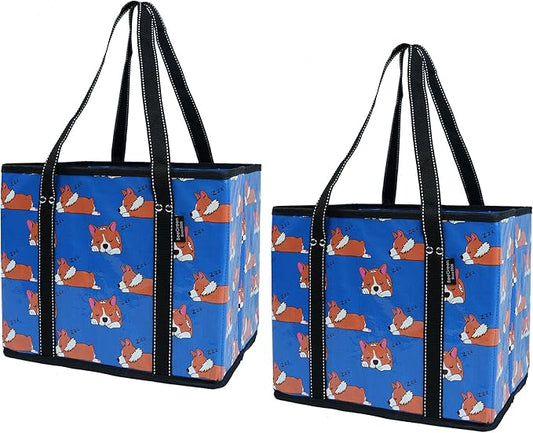 BeeGreen Large Waterproof Reusable Bags Christmas Heavy Duty Shopping Tote for Groceries Pool Gift with Webbing Handles