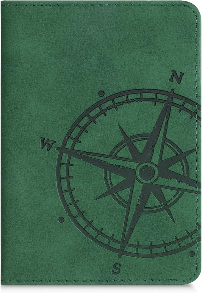 kwmobile Registration and Insurance Holder - Car Document Holder for Vehicle Documents and Cards - PU Leather with Design - Dark Green