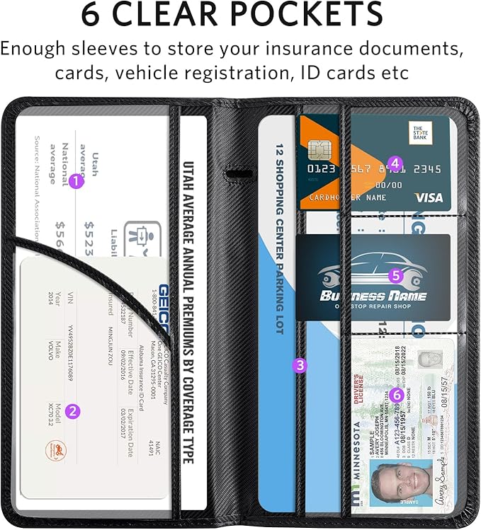 CoBak Car Registration and Insurance Holder - Vehicle Glove Box Car Organizer,Auto Truck Comparment Accessories Case with Magnetic Closure for Driver License,Cards