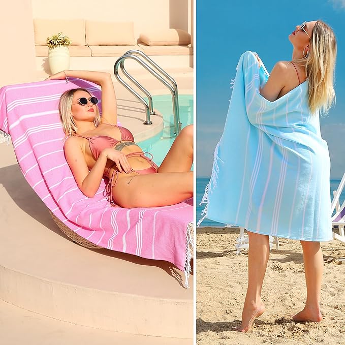 Beach Towel 2 Pack,Sand Free Beach Towels Oversized 39 x 72,Turkish Beach Towel Quick Dry Towel,Lightweight Pool Towels for Adults Travel Towel,Cool Beach Essentials Super Absorbent Towelsv